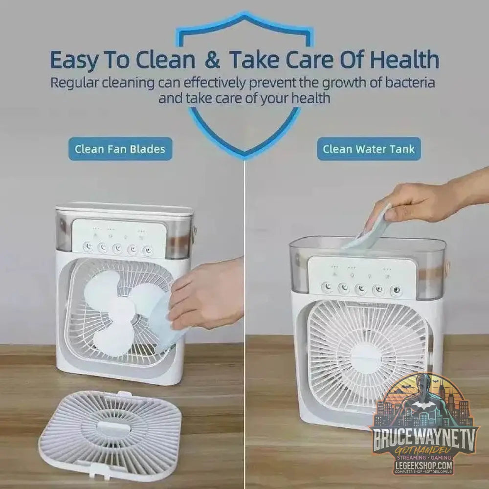 🎐 VENTILATEUR PORTABLE 3-EN-1 : Climatiseur • Humidificateur • Veilleuse LED 🎐 - Legeekshop