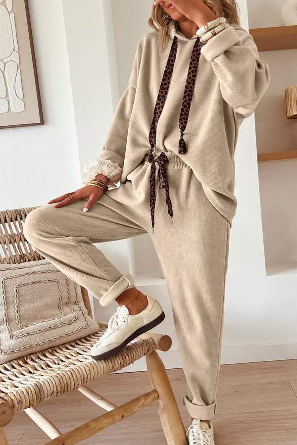 Pantalon femme léopard, à cordon, à capuche, taille haute · LC628259-P6016 · LC628259-P6016-L