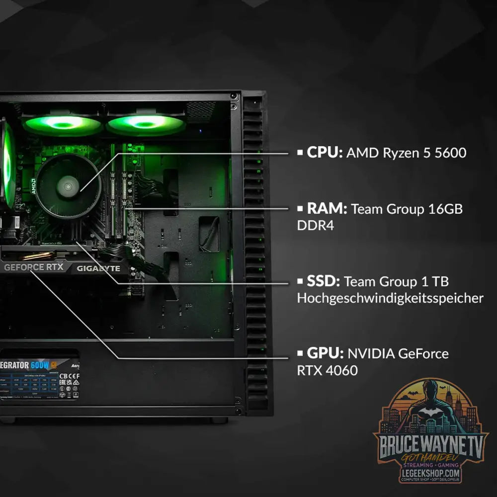 Gaming PC Mach 1 - AMD Ryzen 5 5600, RTX 4060 - Legeekshop