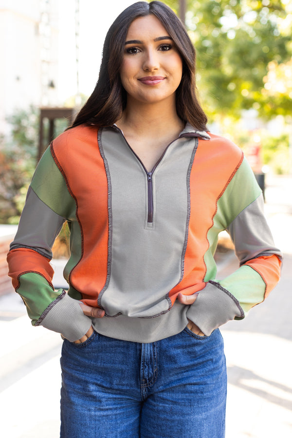 Sweat zip — gris clair