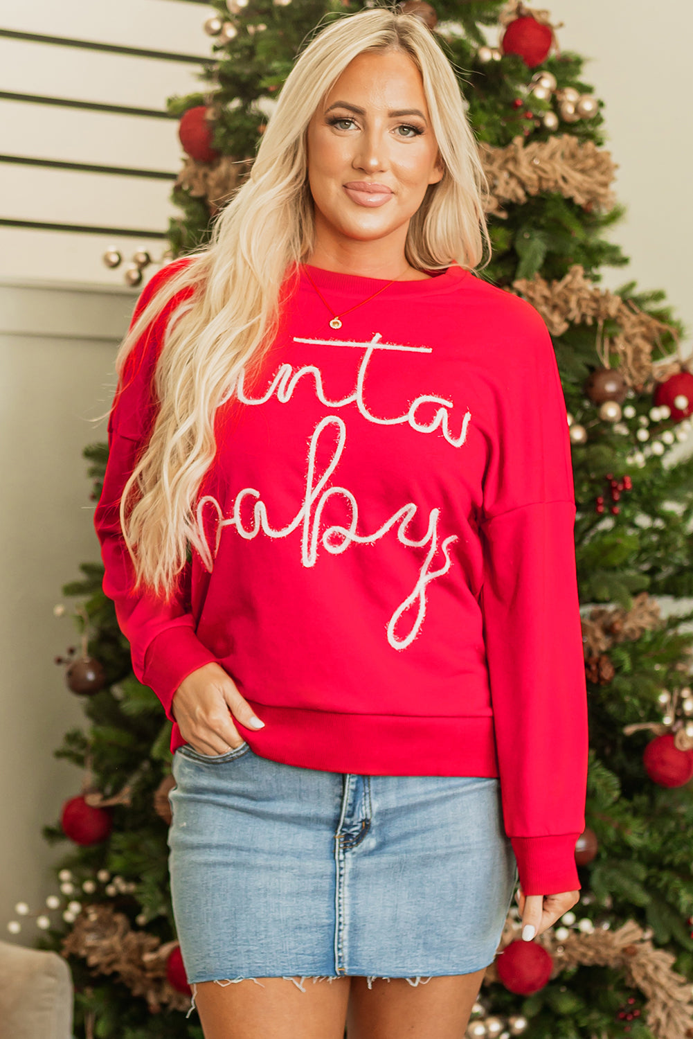 Sweat femme graphique, Noël — rouge feu · LC25317871-P3 · LC25317871-P3-L