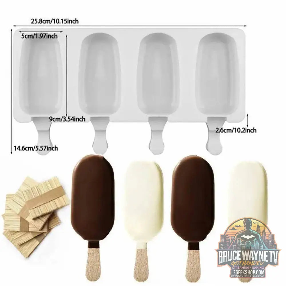 🍨 Moule à crème glacée en silicone – Fabrication de sucettes glacées maison (4/8 trous) - Legeekshop