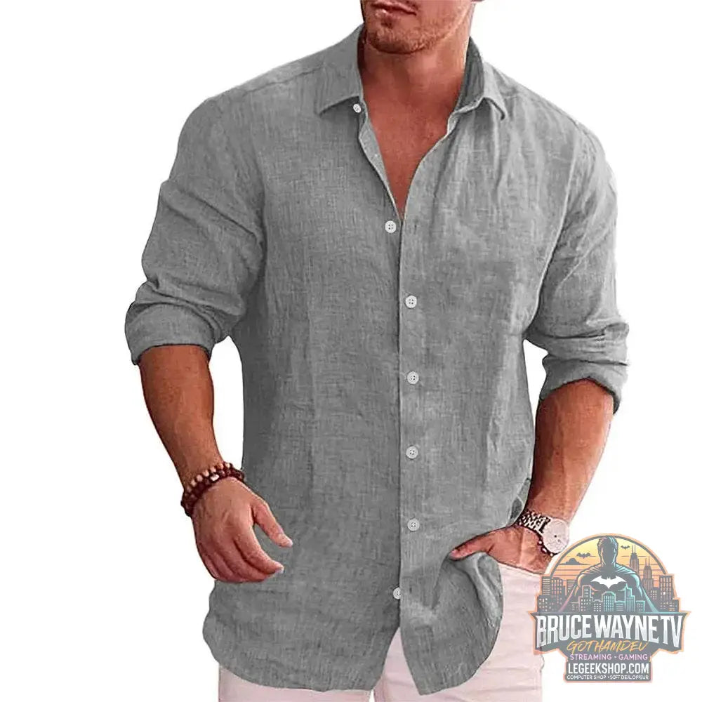 👔 Chemise Homme Coton & Lin – Grande Taille Décontractée | Printemps / Automne - Legeekshop