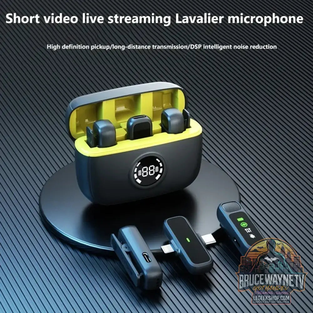 Microphone Sans Fil Bluetooth Portable avec étui de chargement pour Enregistrement Audio Vidéo Lavalier pour iPhone & Android