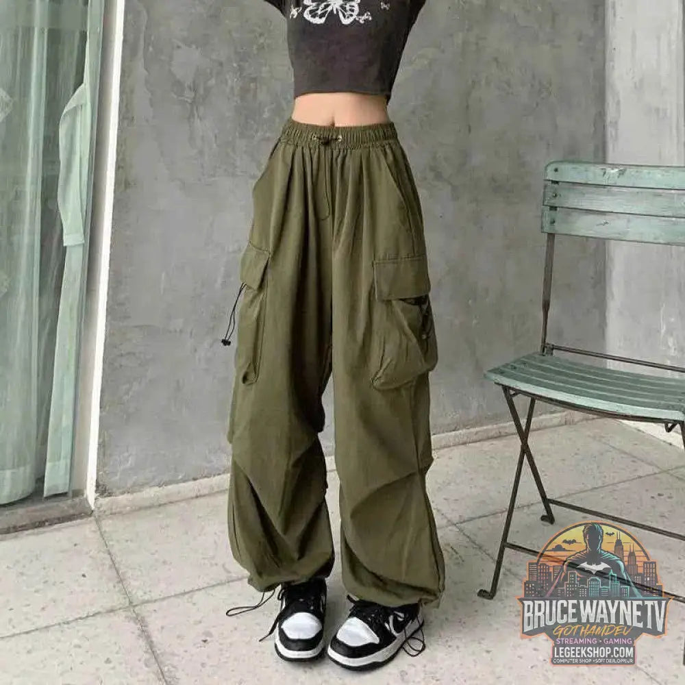 Pantalon de survêtement baggy à jambes larges pour femmes - Style Y2K Parachute Streetwear - Legeekshop