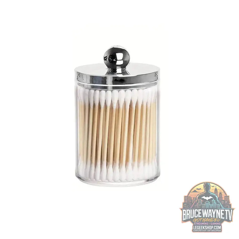 🧺 Boîte de Rangement Transparent – Pot d’Apothicaire 10 Oz | Porte-Coton-Tige & Accessoires - Legeekshop