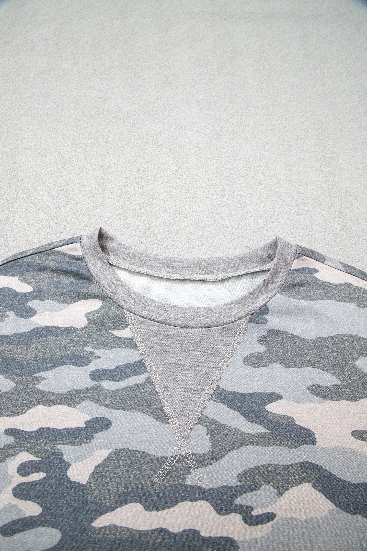 Multicolour Camouflage Long Sleeve Round Neck Shift Pullover Top