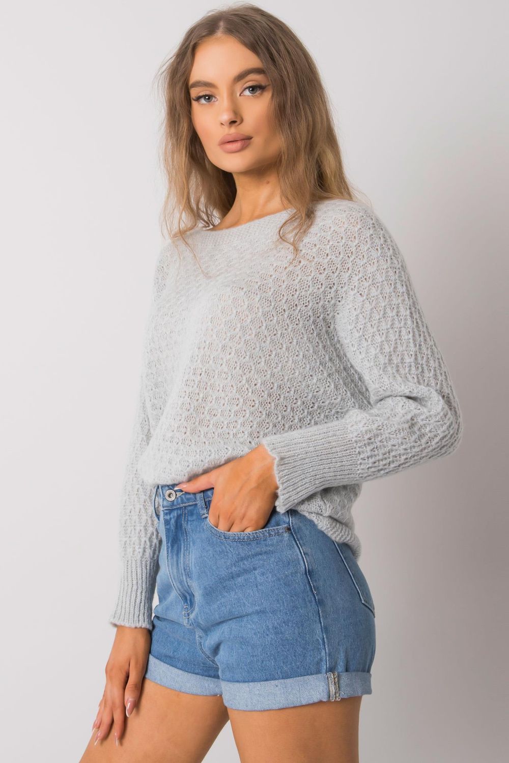 Pull femme Och Bella Chandail Chandail — gris