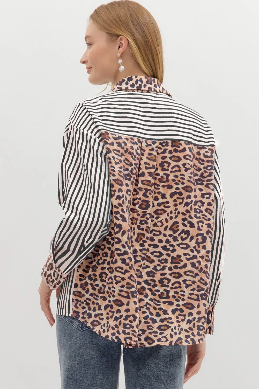 Sky Blue Striped Leopard — Tops/Blouses & Shirts, vue 5, LeGeekShop