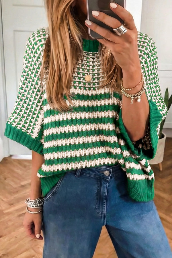 Pull femme rayé — vert