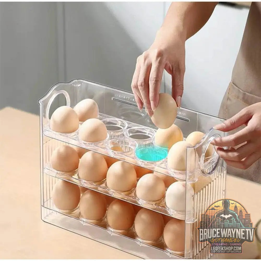 🥚 Boîte de Rangement d'Œufs Coulissante à 3 Couches – Style Échelle | Grande Capacité Réfrigérateur - Legeekshop