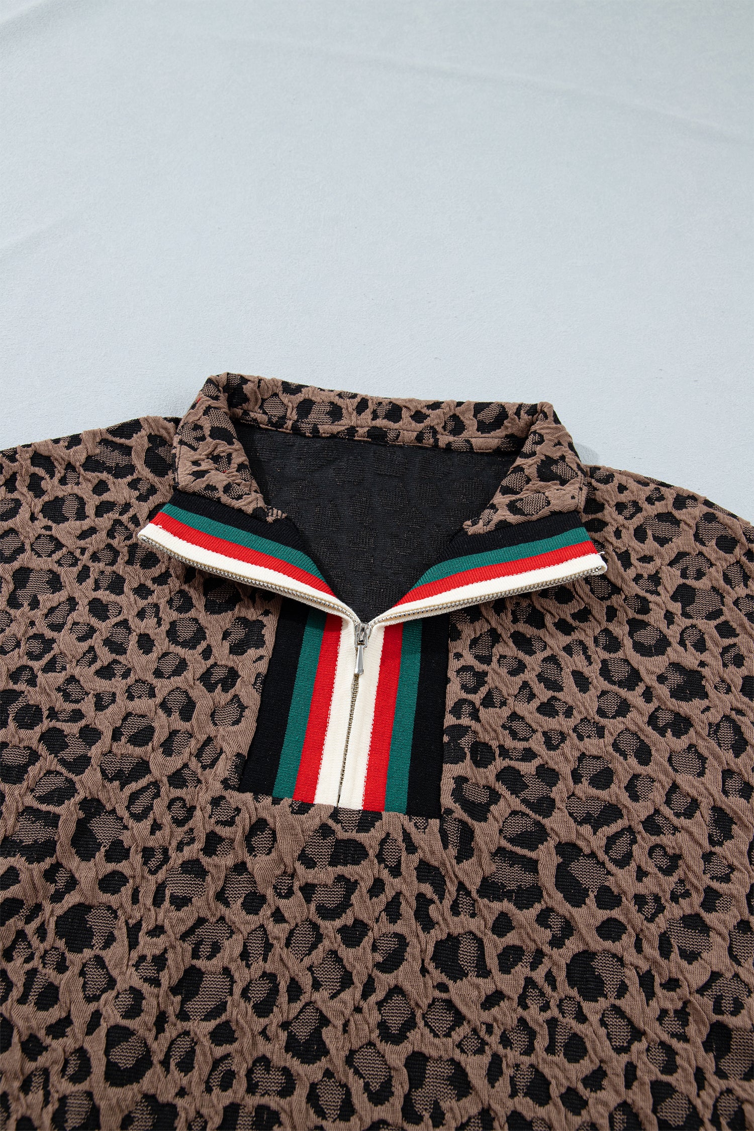 Brown Leopard Jacquard Striped — détail Tops/Blouses & Shirts, vue 8, LeGeekShop