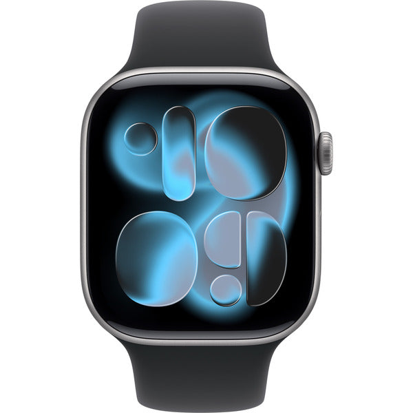 Apple Watch gris, Aluminium, 46 mm, bracelet sport noir M/L, Cellular - Apple