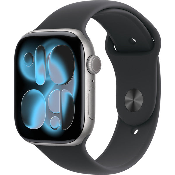 Apple Watch gris, Aluminium, 46 mm, bracelet sport noir M/L, Cellular - Apple - vue 2
