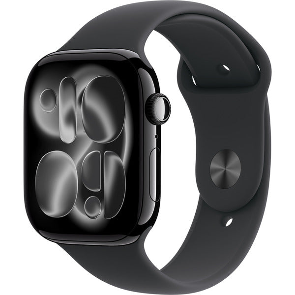 Apple Watch noir (glänzend), Aluminium, 46 mm, bracelet sport noir M/L, Cellular - Apple - vue 2