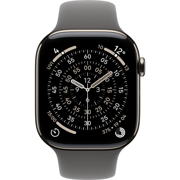 Apple Watch Titan Natur, bracelet / boîtier titane, 46 mm, bracelet sport steingrau S/M, Cellular - Apple