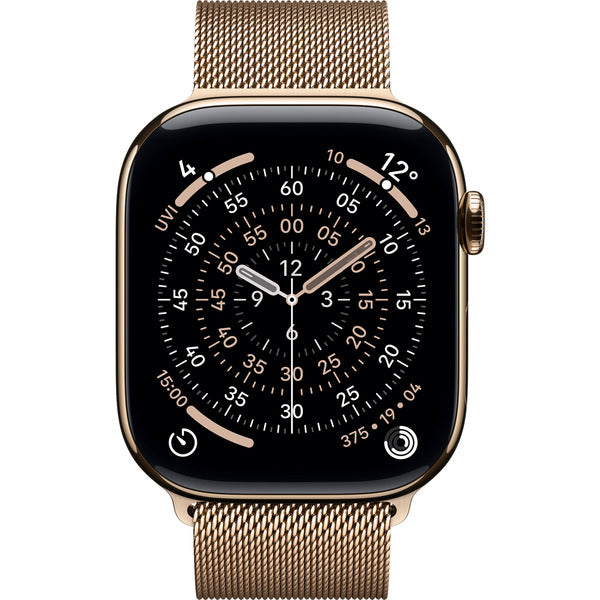 Apple Watch Titan Gold, bracelet / boîtier titane, 46 mm, Milanaise Armband gold M/L, Cellular - Apple