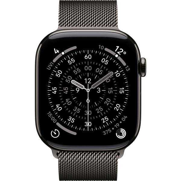 Apple Watch Titan Schiefer, bracelet / boîtier titane, 46 mm, Milanaise Armband schiefer S/M, Cellular - Apple
