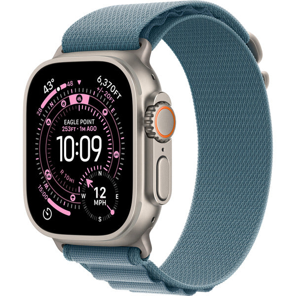 Apple Watch titan, 49 mm, Alpine Loop bleu clair S, bracelet / boîtier titane, Cellular - Apple - vue 2