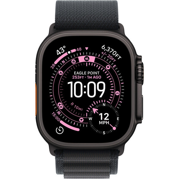 Apple Watch noir, 49 mm, Alpine Loop noir L, bracelet / boîtier titane, Cellular - Apple