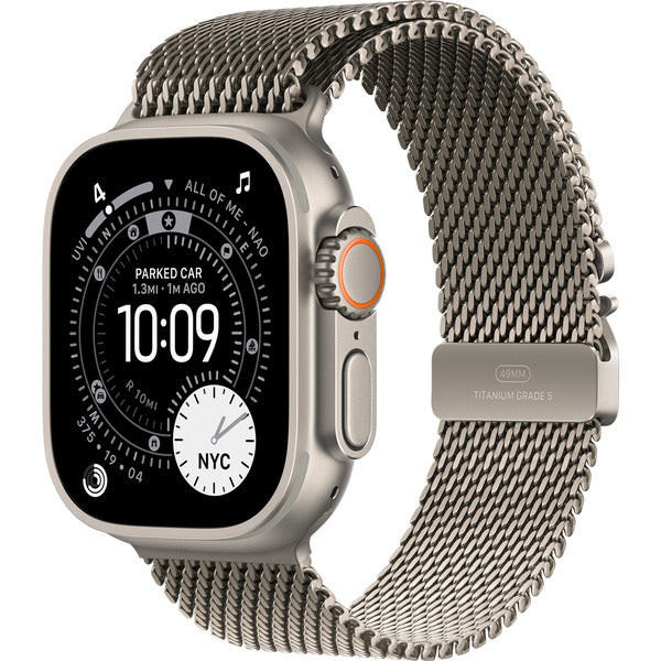 Apple Watch titan, 49 mm, Milanaise Armband Titan Natur M, bracelet / boîtier titane, Cellular - Apple - vue 2