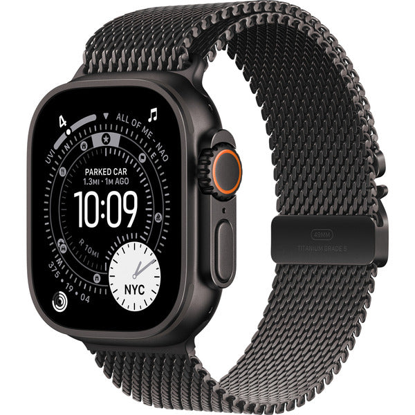 Apple Watch noir, 49 mm, Milanaise Armband noir S, bracelet / boîtier titane, Cellular - Apple - vue 2