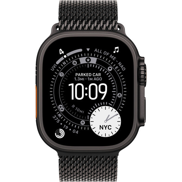 Apple Watch noir, 49 mm, Milanaise Armband noir M, bracelet / boîtier titane, Cellular - Apple