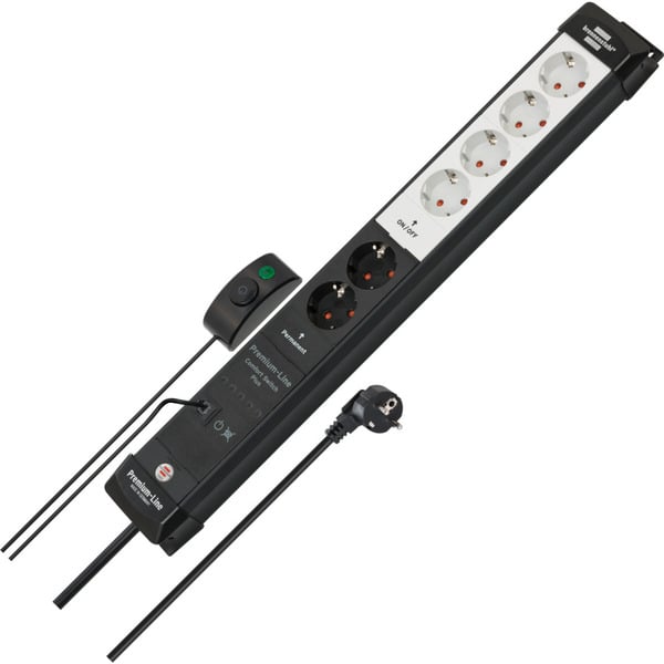 Brennenstuhl Premium-Line Comfort Switch Plus Steckdosenleiste 6-fach, 2x permanent - Brennenstuhl