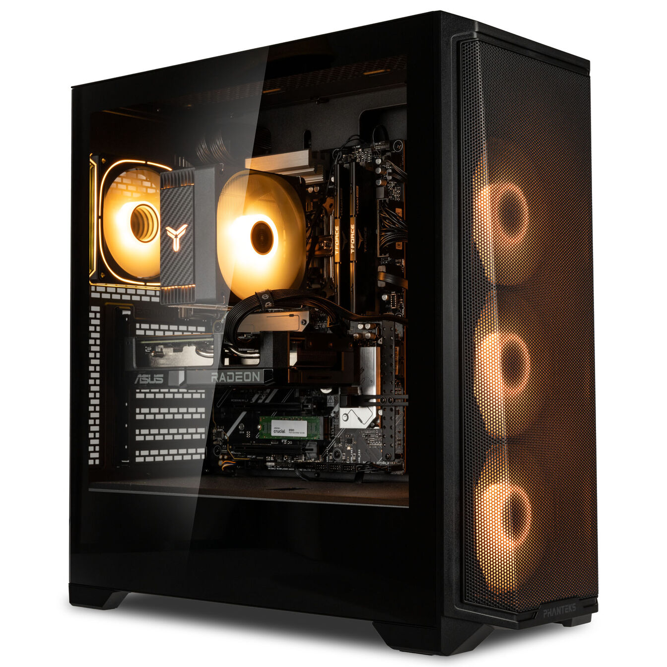 KingForge Gaming-PC argent, AMD Ryzen 5 9500F, RX 9060 XT 16GB, Phanteks Eclipse G370A – Fertig-PC - King Mod Systems - vue 2