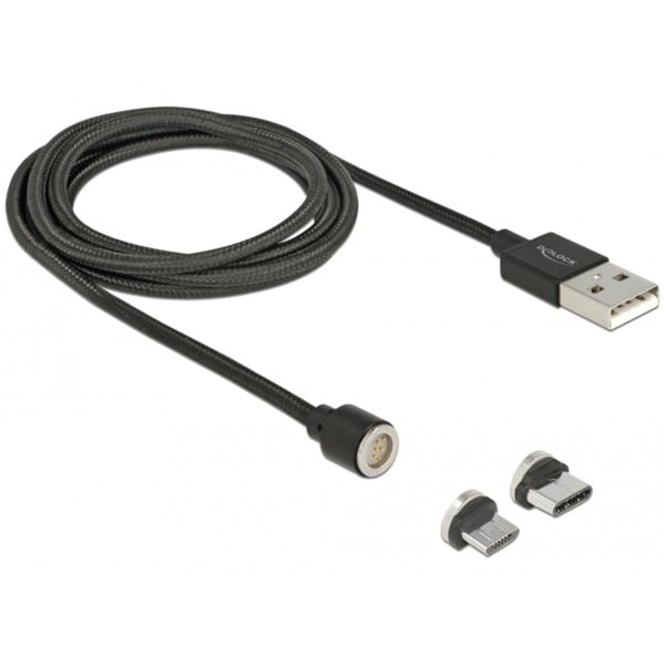DeLOCK Magnetisches USB 2.0 câble, USB-A Stecker > USB-C + Micro-USB Stecker - DeLOCK