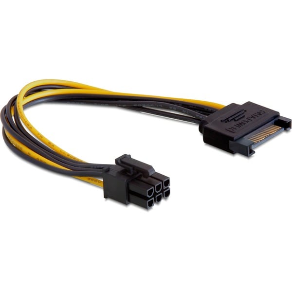 DeLOCK Strom-Adapterkabel 15 Pin SATA > 6 Pin PCIe - DeLOCK