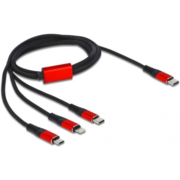 DeLOCK USB câble de charge, USB-C Stecker > Micro-USB + USB-C + Lightning Stecker - DeLOCK