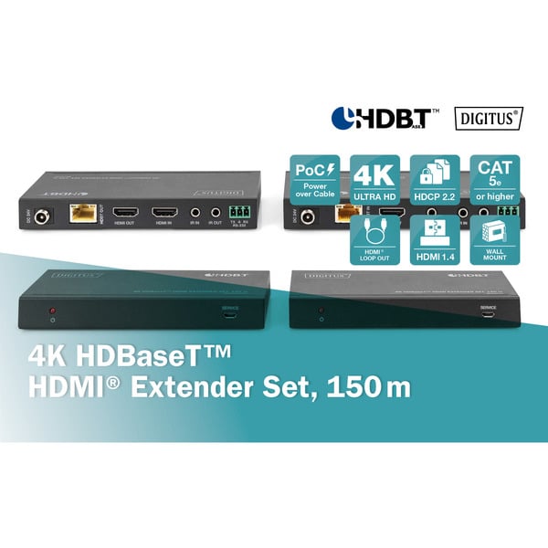 Digitus 4K HDBaseT HDMI Extender Set, 150 mètre, HDMI Verlängerung - Digitus - vue 6