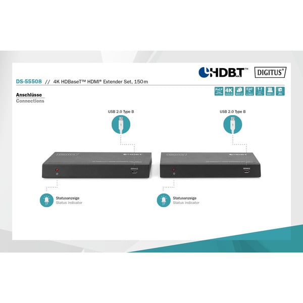 Digitus 4K HDBaseT HDMI Extender Set, 150 mètre, HDMI Verlängerung - Digitus - vue 8