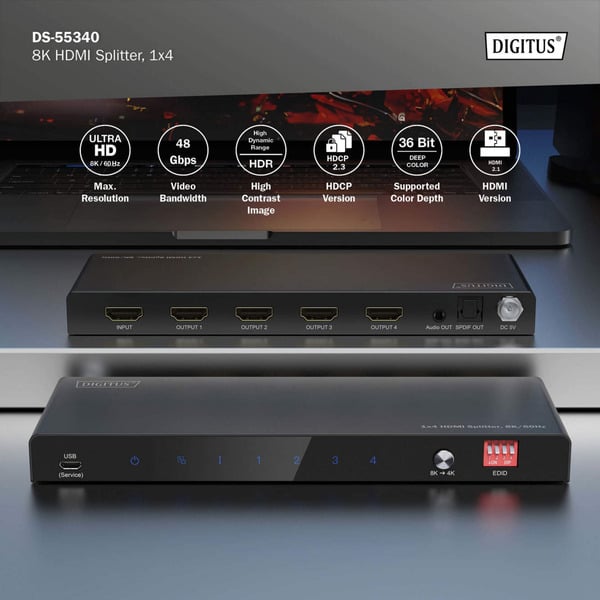 Digitus 8K HDMI Splitter, 1x4 - Digitus - vue 9