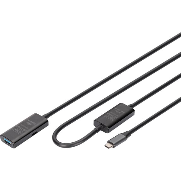 Digitus Aktives USB 3.2 Gen 1 Verlängerungskabel, USB-C Stecker > USB-A Buchse - Digitus