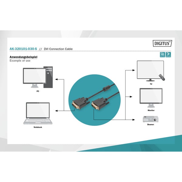 (€ 1,68 / 1 m) Digitus Anschlusskabel DVI > DVI - Digitus - vue 4