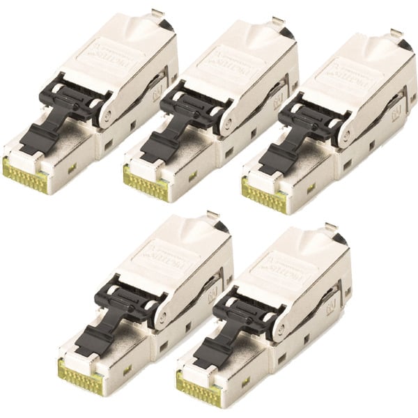 (€ 2,69 / pièces) Digitus CAT 6A Feldstecker STP Staubkappe/Knickschutz, 5 pièces - Digitus