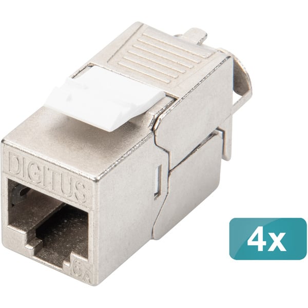 (€ 2,16 / pièces) Digitus CAT 6A Keystone Modul geschirmt werkzeugfrei 4 Stk., Keystone-Modul - Digitus