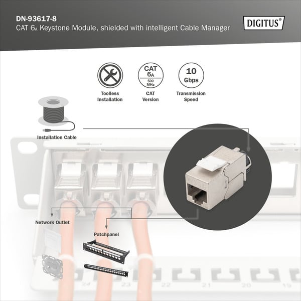 (€ 2,71 / pièces) Digitus Cat.6a Keystone-Modul, geschirmt - Digitus - vue 8