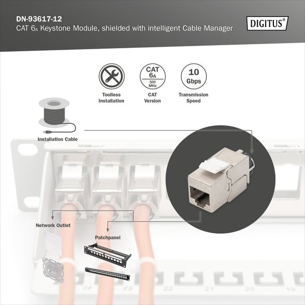 (€ 2,33 / pièces) Digitus Cat.6a Keystone-Modul, geschirmt - Digitus - vue 5