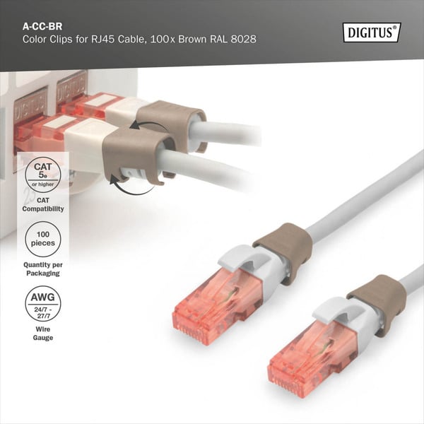 (€ 0,09 / pièces) Digitus Farbclips pour Patchkabel, Kabelclip - Digitus - vue 8
