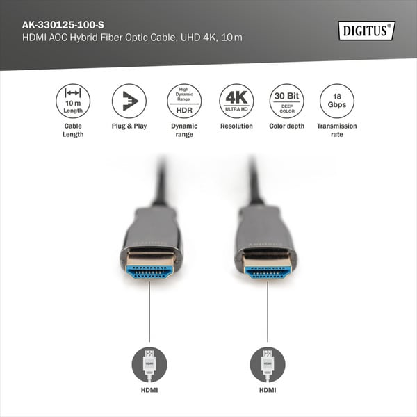 Digitus HDMI AOC Hybrid Glasfaserkabel, UHD 4K - Digitus - vue 7
