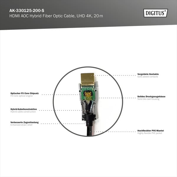 Digitus HDMI AOC Hybrid Glasfaserkabel, UHD 4K - Digitus - vue 6
