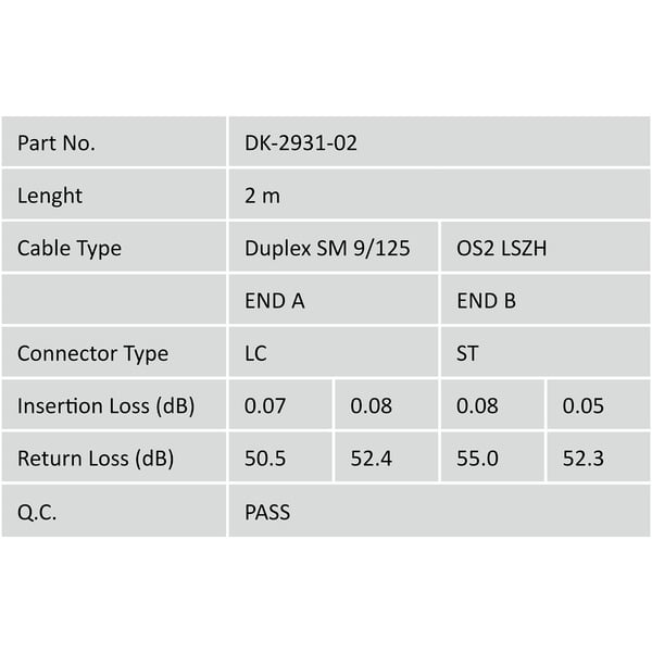 Digitus LWL Patchkabel, Duplex, LC > ST Stecker, Singlemode OS2 - Digitus - vue 5