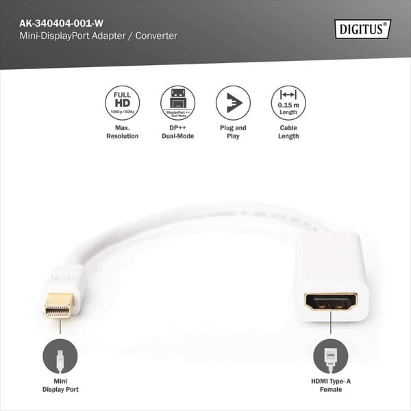 Digitus Mini DisplayPort auf HDMI Adapter / Konverter - Digitus - vue 5