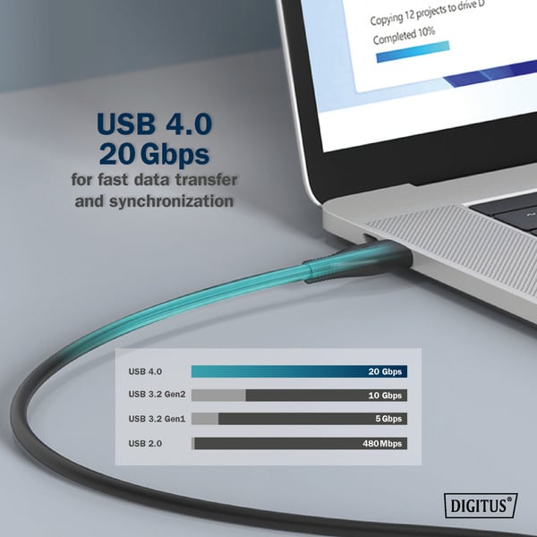 Digitus USB4 Gen 2x2 Silikon-Anschlusskabel USB-C > USB-C - Digitus - vue 10