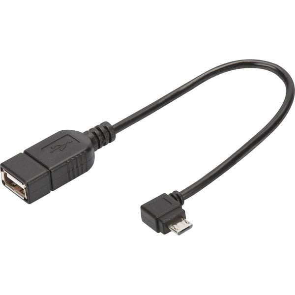 Digitus USB 2.0 Adapter, Micro USB Stecker 90° > USB-A Buchse - Digitus