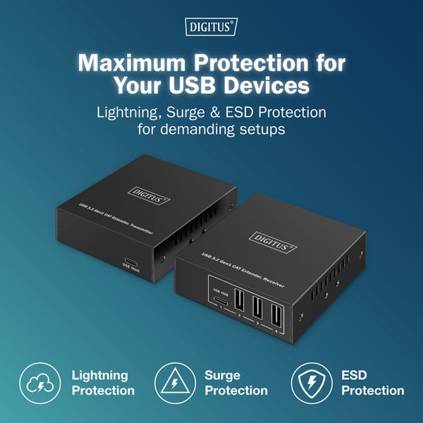 Digitus USB 3.2 Gen1 CAT Extender-Set, 5Gbps, 100 mètre, USB-Extender - Digitus - vue 6