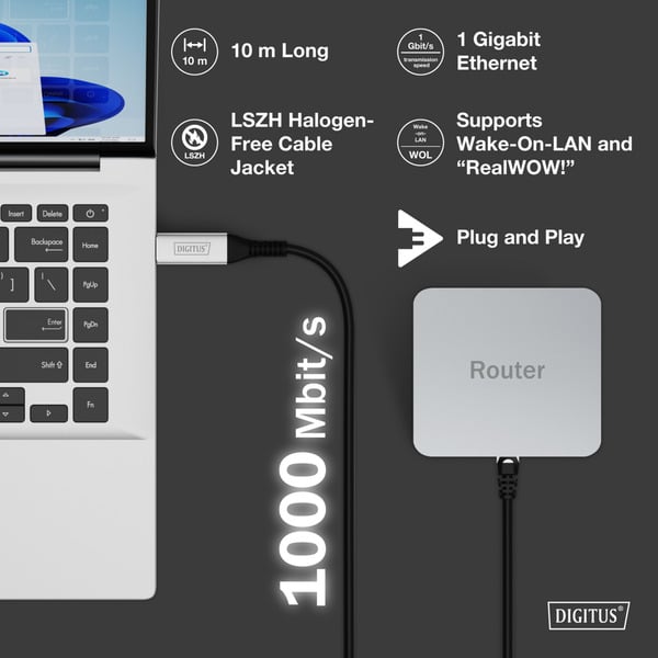 Digitus USB-A 3.2 Gen1 > RJ-45 Ethernet câble, 1Gbit/s, Adapter - Digitus - vue 4